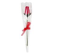 Homestreet Single Artificial Wooden Rose, 26cm, Cellophane Wrapped with Diamante Centre and Ribbon, Multiple Colours Available (Red)