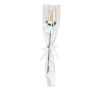 Homestreet Single Artificial Wooden Rose, 26cm, Cellophane Wrapped with Diamante Centre and Ribbon, Multiple Colours Available (Cream)