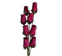 Homestreet Wooden Roses In Many Colours - 8 Single Rose Bud Stems Tied In A Bunch - Quality Small Flower Display (Dark Burgundy)