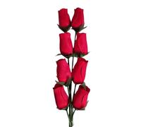 Homestreet Wooden Roses In Many Colours - 8 Single Rose Bud Stems Tied In A Bunch - Quality Small Flower Display (Red)