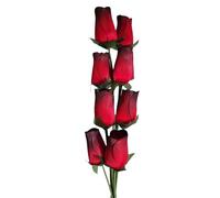 Homestreet Wooden Roses In Many Colours - 8 Single Rose Bud Stems Tied In A Bunch - Quality Small Flower Display (Red/Black Tip)