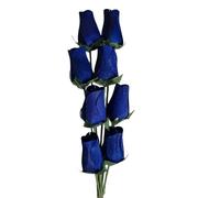 Homestreet Wooden Roses In Many Colours - 8 Single Rose Bud Stems Tied In A Bunch - Quality Small Flower Display (Dark Blue)