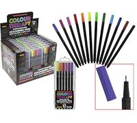 HomestreetUK Pack of 12 Fine Pens in Case Fine Tip Pens Bright Colours Writing or Colouring Pens