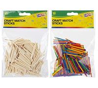 HomestreetUK Pack of 400 Wooden Matchsticks in Plain Natural or Rainbow for Craft Modelling Model Building Collage and more (Rainbow)