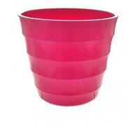 HomestreetUK Plastic Planter Various Bright and Pastel Colours Gloss Finish Ribbed, Robust Garden and House Plant Containers (Hot Pink, 21)