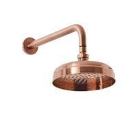 Homestylestore 205mm Brushed Copper Round Fixed Shower Head With Wall Mounted Arm