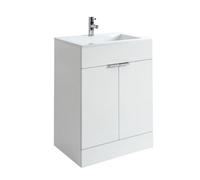 Homestylestore 600mm White Floorstanding Bathroom Vanity Unit And Chrome Finger Pull Handles
