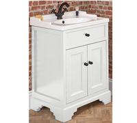 Homestylestore 630mm Antique White Bathroom Vanity Unit With Basin And Black Round Handles