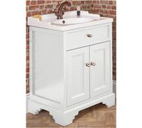 Homestylestore 630mm Antique White Bathroom Vanity Unit With Basin And Bronze Round Handles