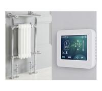 Homestylestore 930 X 450mm Chrome White Dual Fuel Heated Towel Rail Radiator, Valves, Touchscreen Wifi Thermostat & Cable Cover