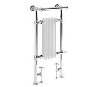 Homestylestore 930mm X 450mm Chrome And White Dual Fuel Heated Towel Rail Radiator, Valves And Cable Cover