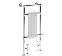Homestylestore 930mm X 450mm Chrome And White Dual Fuel Heated Towel Rail Radiator With Valves And Cable Cover