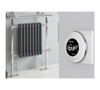Homestylestore 930mm X 620mm Chrome And Anthracite Dual Fuel Heated Towel Rail Radiator, Valves, Wifi Thermostat & Cable Cover