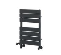 Homestylestore Anthracite Flat Panel Dual Fuel Electric Heated Towel Rail Radiator With Cable Cover 600mm X 400mm
