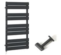 Homestylestore Anthracite Flat Panel Heated Towel Rail Radiator With Simple Heating Element And Cable Cover 975mm X 450mm