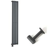 Homestylestore Anthracite Single Oval Panel Electric Vertical Designer Radiator And Cable Cover 1600mm X 236mm
