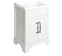 Homestylestore Antique White 630mm Bathroom Vanity Unit With Basin And Black T Bar Handles