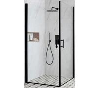 Homestylestore Black Corner Walk In Wet Room Hinged Double Door Shower Enclosure 2X 700mm Doors