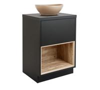 Homestylestore Black Grey 600mm Led Lit Bathroom Vanity Unit Oval Sand Countertop Basin Open Shelf