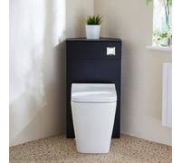 Homestylestore Black Grey Corner Bathroom Toilet Wc Unit Back To Wall Pan And Chrome Flush Button