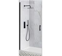 Homestylestore Black Walk In Wet Room Hinged Door Shower Enclosure And White Tray With Waste 1200 X 700mm
