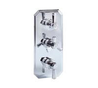 Homestylestore Chrome Art Deco 2 Outlet Triple Thermostatic Mixer Shower Valve