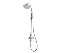 Homestylestore Chrome Art Deco Triple Thermostatic Mixer Valve Shower Head Handset Riser Rail