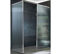 Homestylestore Chrome Corner Walk In Fluted Glass Framed Shower Enclosure Light Grey Slate Tray 1500 X 800mm