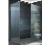 Homestylestore Chrome Corner Walk In Fluted Glass Shower Enclosure Grey Slate Tray 1500 X 800mm
