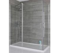 Homestylestore Chrome Corner Walk In Wet Room Hinged Door Shower Enclosure With White Tray 1200 X 900mm