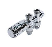 Homestylestore Chrome Straight Thermostatic H Block Heated Towel Rail Radiator Valves With 15mm Copper Eurocone Adapter