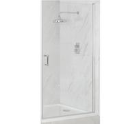 Homestylestore Chrome Walk In Wet Room Hinged Door Frameless Shower Enclosure And White Tray With Fast Flow Waste 1200 X 900mm