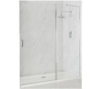 Homestylestore Chrome Walk In Wet Room Hinged Door Frameless Shower Enclosure And White Tray With Waste 1500 X 700mm
