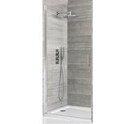 Homestylestore Chrome Walk In Wet Room Hinged Door Shower Enclosure And White Tray With Waste 1400 X 700mm