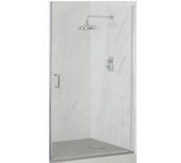 Homestylestore Chrome Wet Room Walk In Hinged Door Frameless Shower Enclosure With Light Grey Slate Effect Tray 700 X 1100mm
