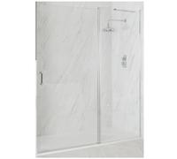 Homestylestore Chrome Wet Room Walk In Hinged Door Frameless Shower Enclosure With White Slate Effect Tray 1200 X 800mm