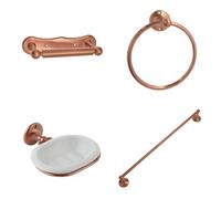Homestylestore Copper Bathroom Accessory Set With Towel Ring, Robe Hook, Towel Rail And Toilet Roll Holder