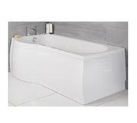 Homestylestore White 1675mm X 850mm Bathroom Left Hand Curved P Shape Shower Bath With Side Panel And End Panel