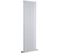 Homestylestore White Vertical Column Double Oval Panel Designer Radiator 1600 X 472mm