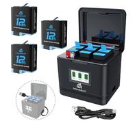 Homesuit Hero 12/11/10/9 Batteries 1800mAh and LCD Storage Charger for GoPro Hero 12 Hero 11 Hero 10 Hero 9 Black Compatible with Gopro Hero 12/11/10/9 Battery AHDBT-901 (3-Pack)