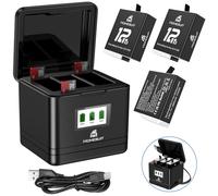 Homesuit Hero 12 11 10 9 Battery 1800mAh and 3-Channel LCD Charger Kit for Extremely Cold Environments for GoproHero12Black GoproHero11Black GoproHero10Black GoproHero9Black AHDBT-901 (3-Pack)