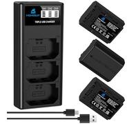 Homesuit NP-FZ100 Battery 2500mAh and Triple Slot LCD Charger for Sony ZV-E1 FX3 FX30 A7RIII A7RV A7RIV A7SIII A7III A7IV A7C A7CII A6600 A6700 Alpha A1 A9 A9II A9III 9R A9R 9S Cameras (3-Pack)