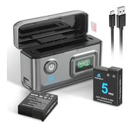 Homesuit Osmo Action 6 5Pro 4 3 Battery 2100mAh and USB Dual Slots LCD Charger Kit for DJI OsmoAction6, OsmoAction5Pro, OsmoAction4, OsmoAction3 Osmo 360 Camera (2-Pack)