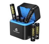 Homesuit Rechargeable AA Lithium Batteries with Charger Storage Box, 8 Pack 1.5V Double A Battery 3600mWh High Capacity AA Lithium Batteries for Blink Outdoor Camera Cycle Times Up to 2000