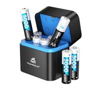 Homesuit Rechargeable Battery AA with Charger 3000mWh Batteries AA Pack for Blink Outdoor Camera 1.5V Constant Output Double A Battery Recharge up to 2000+ Cycles (8-Pack)