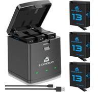 Homesuit Replacement Battery 2100mAh and LED 3-Slot Storage Charger for Hero 13 Black Enduro Rechargeable Battery with Type-C (3-Pack)