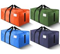 HOMESURE Supports 200lbs Heavy Duty Moving Bags - Strong Zipper & Wrap-Around Handles - Water-Resistant Storage Totes, Durable Alternative to Moving Boxes - 4 Pack -Multi-Color System for Easy Sorting