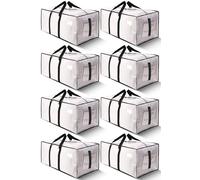 HOMESURE Supports 200lbs Heavy Duty Moving Bags - Strong Zipper & Wrap-Around Handles - Water-Resistant Storage Totes, Durable Alternative to Moving Boxes - 8 Pack - Semi-Transparent