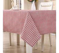 HomeT Cotton Linen Geometric Red & White Checked Tablecloth Gingham Maroon for Rectangle Table (100x140cm)