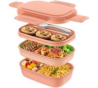 HOMETALL Bento Box Adult Lunch Box,3 Stackable Bento Lunch Containers for Adults/Kids, Modern Minimalist Design Bento Box with Utensil Set, Leak-Proof Lunchbox for Dining Out, Work, Picnic, School